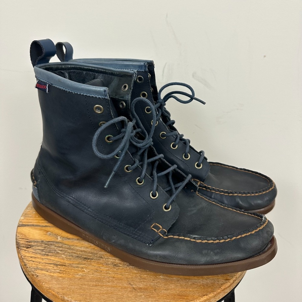 Vane x Sebago Docksides Mens US 13‎ M Ankle Boots Blue Lighthouse Lace Up Shoes